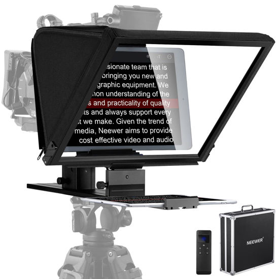 Picture of NEEWER Teleprompter X16 with RT113 Remote & App Control, 16" Beamsplitter, Aluminum Alloy Foldable Design, QR Plate Compatible with 501PL iPad Android Tablet Camera Camcorder Up to 44lb/20kg