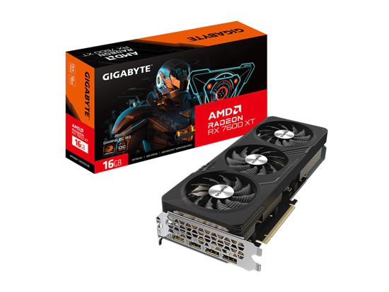 Picture of GIGABYTE Radeon RX 7600 XT Gaming OC 16G Graphics Card, 3X WINDFORCE Fans 16GB 128-bit GDDR6, GV-R76XTGAMING OC-16GD Video Card