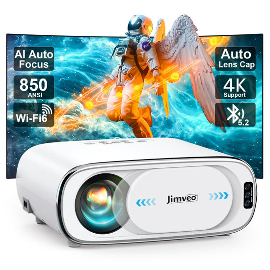 Picture of [AI Auto Focus+Auto Lens Cap]Outdoor-Projector 4K with WiFi 6 and Bluetooth:Upgrade 850 ANSI Native 1080P Jimveo Portable Projector, Auto 6D Keystone&Zoom,Home LED Movie Projector for Outdoor/Home Use