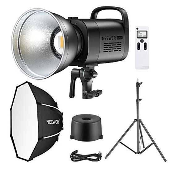 Picture of Neewer CB60 60W LED Video Light,5600K Led Continuous Light Kit with Bowens Mount,2.4G Wireless Remote,Softbox,Stand,6500 Lux@1m,CRI 97+,TLCI 97+ for Portrait,Wedding,Outdoor Shooting,YouTube Videos