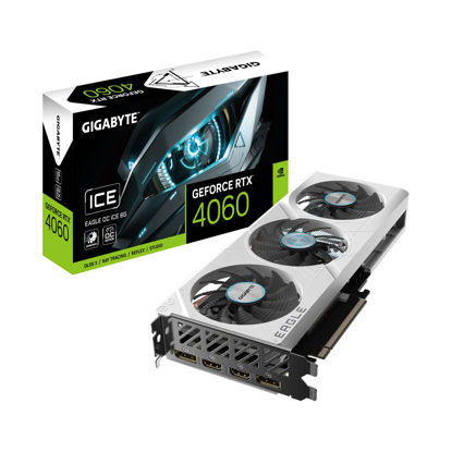 Picture of GIGABYTE GeForce RTX 4060 Eagle OC ICE 8G Graphics Card, 3X WINDFORCE Fans, 8GB 128-bit GDDR6, GV-N4060EAGLEOC ICE-8GD Video Card