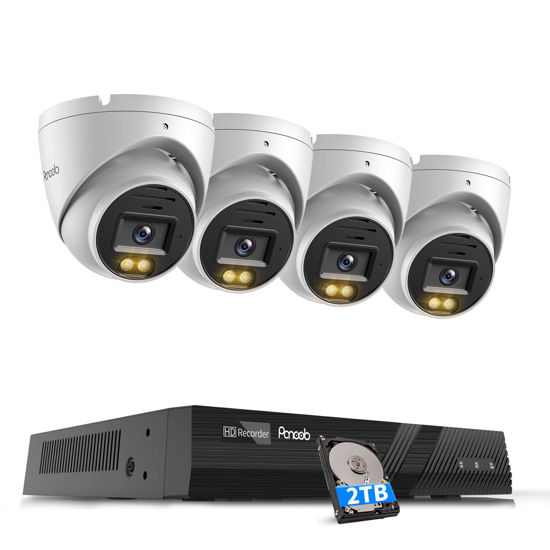 Picture of PANOOB Home Camera Security Systems, 4X 5MP Wired Security IP Dome Cameras Outdoor with AI Person Detection, 1-Way Audio, 110° Wide Angle, 100ft IR Night Vision, 4K 8CH NVR 2TB HDD, PD94F0408-5MD