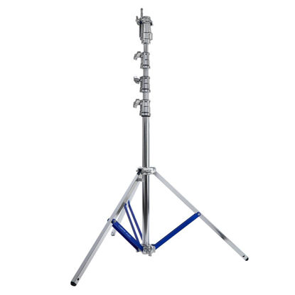 Picture of Flashpoint Heavy Duty 13.3ft High Cine Stand Pro with Leveling Leg and Combo Head, Silver, Max Load 39.7lb/18kg