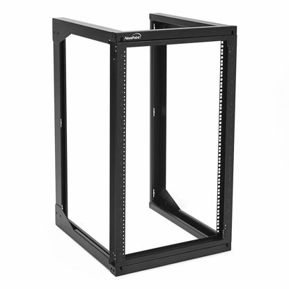 Picture of NavePoint 18U Server Rack with Swing Gate - 18U Wall Mount Rack for 19 Inch IT Equipment Open Frame Rack - Network Rack Wall Mount for AV & Server Equipment 18” Deep 18U Rack, Black