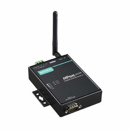 Picture of MOXA NPort W2150A-US 1 Port RS-232/422/485 Serial to WiFi Device Server, 3-in-1, 802.11a/b/g/n WLAN US Band, 12-48 VDC, 0 to 55°C DB9M Conn, with Antenna