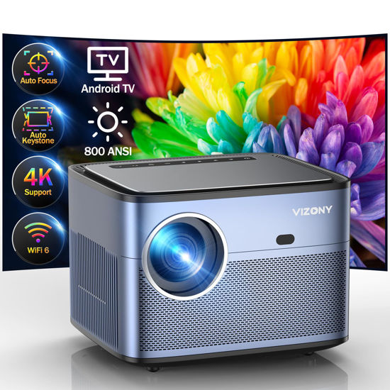 Picture of [Auto Focus/Keystone] Android TV Projector 4K with Netflix Built in, VIZONY 800ANSI 5G WiFi Bluetooth Outdoor Projector, FHD Home Movie Projector with 4P4D/Zoom/PPT Compatible Phone/Laptop, 8000+ Apps