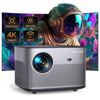 Picture of [Auto Focus/Keystone] 4K Projector with WiFi 6 and Bluetooth 5.2, FHD Native 1080P WiMiUS P64 Outdoor Movie Proyector, 50% Zoom, Home Projector Compatible with iOS/Android/HDMI/TV Stick