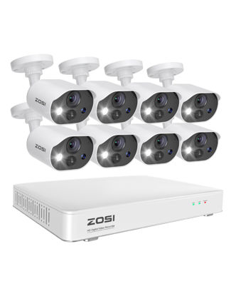 Picture of ZOSI C303 8CH Home Security Camera System with Audio, Person Vehicle Detection, Night Vision, Light & Sound Siren, 8pcs 1080P Outdoor Cameras, 8CH 3K Lite H.265+ DVR with 1TB SSD for 24/7 Recording