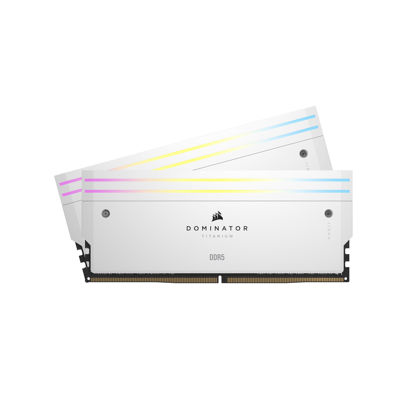 Picture of CORSAIR DOMINATOR TITANIUM RGB DDR5 RAM 64GB (2x32GB) DDR5 6600MHz CL32 Intel XMP iCUE Compatible Computer Memory - White (CMP64GX5M2X6600C32W)