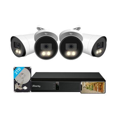 Picture of Lifoarey Security Camera System, PoE Wired Camera System, 4K 8CH NVR and 4pcs 5MP Outdoor CCTV Cameras, Surveillance NVR Kits, Colorful Night Vision, Smart Playback, Remote Access, 2TB Hard Drive