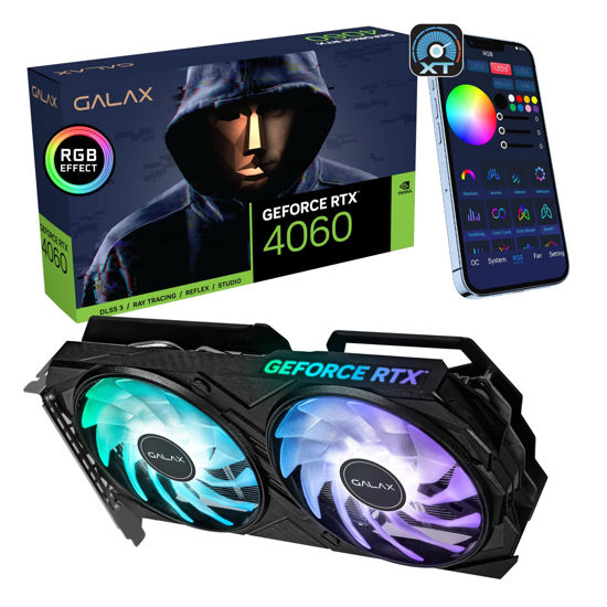 Picture of GALAX GeForce RTX™ 4060 EX 1-Click OC, Xtreme Tuner App Control, 8GB, GDDR6, 128-bit, DP*3/HDMI 2.1/DLSS 3/Gaming Graphics Card