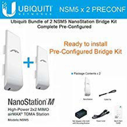 Picture of Ubiquiti NSM5 X 2 Units Complete Pre-Configured Nanostation M5 Bridge Kit