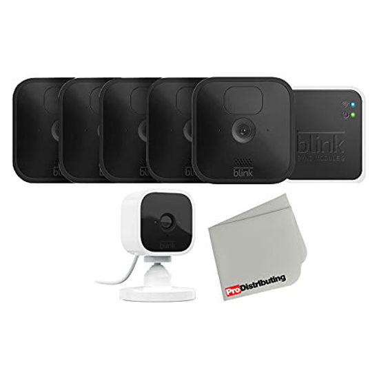 Picture of 5 Camera Kit Blink Outdoor Wireless Security Camera with Mini Indoor Bundle and Microfiber Cloth 6 Piece Set