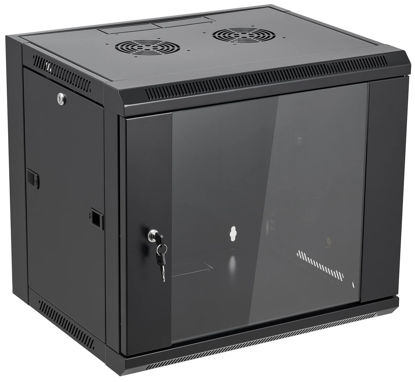 Picture of Tedgetal 9U Wall Mount Server Cabinet Network Rack Enclosure Locking Glass Door