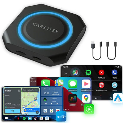 Picture of CARLUEX PRO+ Wireless CarPlay & Android Auto Adapter, 8-Core Android 13 Multimedia AI Box, YouTube/Netflix/Google Store, Built-in Navigation, Supports SIM & TF Card