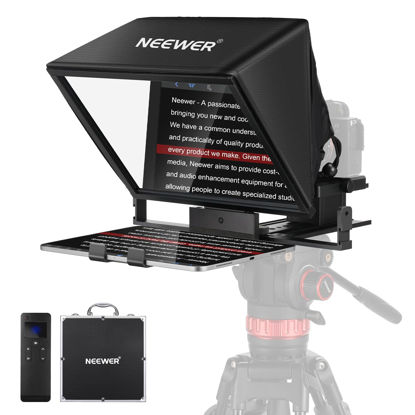 Picture of NEEWER Teleprompter X14 II with RT113 Remote & App Control, 14" Beamsplitter, Vertical Adjustable Snap in QR Plate Compatible with Manfrotto 501PL iPhone iPad Tablet Camera Camcorder, Assembly Free