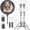 Picture of AMBITFUL KN-21C 21inch 53cm Dimmable 3000~6000K Bi-Color LED Ring Light with Tripod and Phone Holder,with Remote, for Makeup, Selfie, Vlog, YouTube Video, Camera (2PCS)