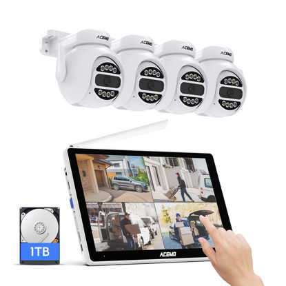 Picture of 【Touchscreen NVR】 ACEMO 5MP Home Security Camera System, 10.1" Touchscreen Monitor 8CH WLAN NVR, 4X 5MP Outdoor Dome Camera, Wireless CCTV Surveillance Kits with Motion Detection/2-Way Audio(1TB HDD)