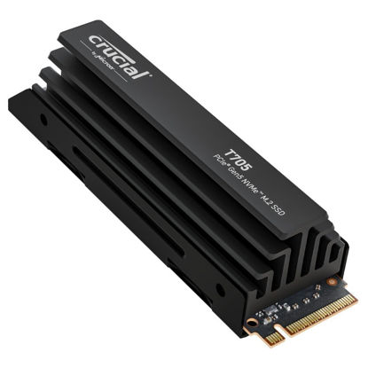 Picture of Crucial New 2024 T705 2TB PCIe Gen5 NVMe M.2 SSD with Heatsink - Up to 14,500 MB/s - Game Ready - Internal Solid State Drive (PC) - +1mo Adobe CC - CT2000T705SSD5