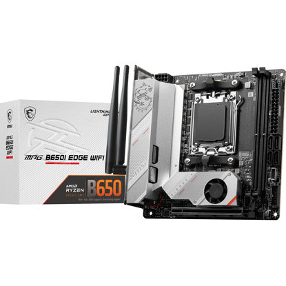 Picture of MSI MPG B650I Edge WiFi Gaming Motherboard (AMD Ryzen 9000/8000/7000 Series Processors, AM5, DDR5, PCIe 4.0, M.2, SATA 6Gb/s, USB 3.2 Gen 2, HDMI, Wi-Fi 6E, Bluetooth 5.3, 2.5Gbps LAN, Mini-ITX)