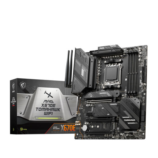 Picture of MSI MAG X670E Tomahawk WiFi Gaming Motherboard (AMD Ryzen 9000/8000/7000 Series Processors, AM5, DDR5, PCIe 5.0, SATA 6Gb/s, M.2, USB 3.2 Gen 2, Wi-Fi 6E, Bluetooth 5.3, 2.5Gbps LAN, HDMI/DP, ATX)