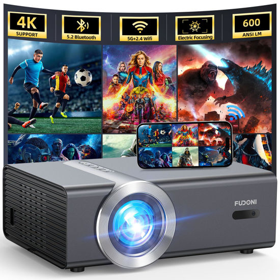 Picture of [Electric Focus/Auto Keystone] Projector with WiFi and Bluetooth, Native 1080P 20000L 4K Supported, FUDONI Outdoor Movie Projector for Home Theater UP to 300", for HDMI/USB/iOS/Android/TV Stick/Laptop