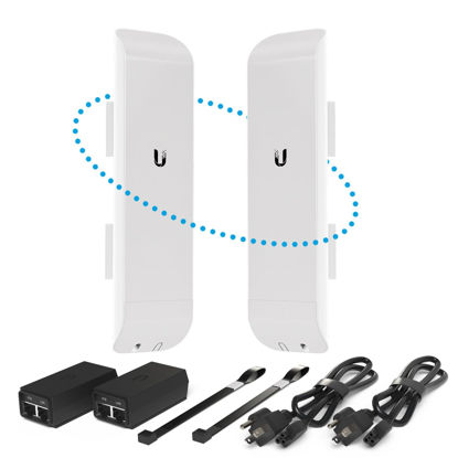 Picture of Wireless Bridge NSM5 Pre-Configured Bundle of 2, Ubiquiti airMAX NanoStation M5 Point to Point Wi-Fi Bridge Outdoor, Plug and Play 150+ Mbps, 5 GHz, 15+ km Link Range