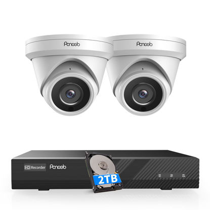 Picture of PANOOB 8 Channel Security Camera Systems PoE, 2PCS Wired 6MP Dome IP Camera, AI Human Vehicle Detection, 2.8mm Wide Angle, IP67 100ft IR Night Vision Built-in Mic, 4K 8 Channel NVR 2TB HDD, PD0208-6M