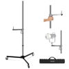 Picture of NEEWER 88"/224cm Light Stand Stainless Steel Heavy Duty with Pistol Grip, Sliding Arm, Detachable Caster, Folding Leg, 1/4" 5/8" Spigot, Photography Flash/Ring Light Stand, Max Load 22lb/10kg, ST003