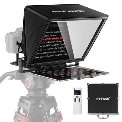 Picture of NEEWER Teleprompter X14 with RT-110 Remote & APP Control (Bluetooth Connection via NEEWER Teleprompter App), Portable No Assembly Compatible with iPad Android Tablet, Smartphone, DSLR Camera