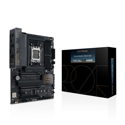 Picture of ASUS ProArt B650-CREATOR AMD B650 AM5 Ryzen™ Desktop 9000 8000 and 7000 ATX motherboard, 12+2 power stages (60A), PCIe® 5.0 ready, DDR5, 2.5Gb & 1Gb LAN, USB-C DisplayPort™, 3x M.2 slot, USB4® support