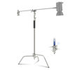 Picture of NEEWER C Stand with Boom Arm Pro 100% Stainless Steel, Max Height 10.8ft/330cm Air Cushion Heavy Duty Photography Light Stand with 4.2ft/128cm Holding Arm for Monolight Softbox Reflector