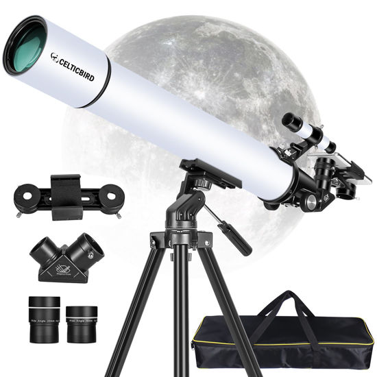 Picture of Celticbird Telescope for Adults High Powered, Travel Telescopes for Adults Astronomy Beginners Gifts, 80mm Aperture 900 Refractor Telescope with AZ Mount, Carry Bag, Phone Mount