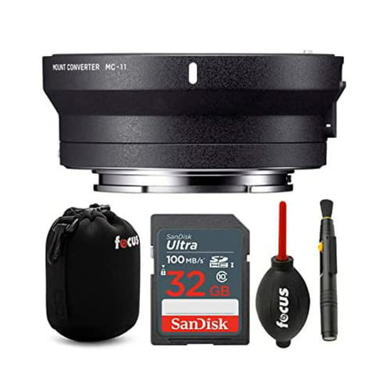 Picture of Sigma MC-11 Mount Converter/Lens Adapter Canon EF-Mount Lenses to Sony E with 32GB Ultra SDHC UHS-I Memory Card and Accessory Bundle