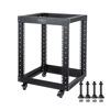 Picture of 12U Server Rack Open Frame with Casters-RIVECO 4 Post Quick Assembly 19-inch, Data Rack Network Shelf Cabinet Heavy Duty Black