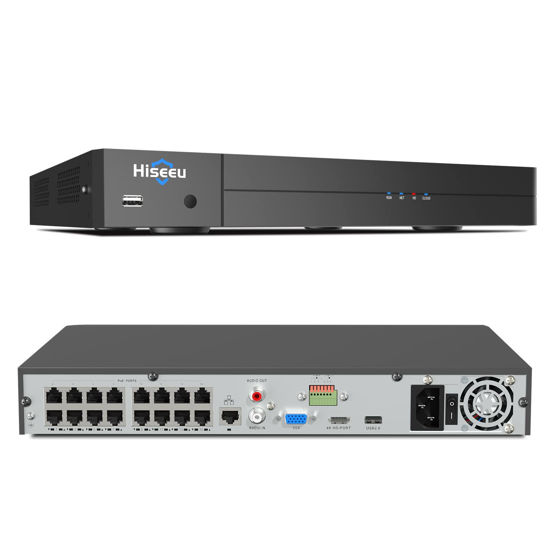 Picture of Hiseeu 16 Channel 4K PoE Network Video Recorder NVR, Support 4K/2K/8MP/5MP/3MP/1080P PoE Camera, Free Remote Access, Motion Alarm, 24/7 Recording, Smart Playback (No Hard Disk Drive)