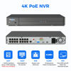 Picture of Hiseeu 16 Channel 4K PoE Network Video Recorder NVR, Support 4K/2K/8MP/5MP/3MP/1080P PoE Camera, Free Remote Access, Motion Alarm, 24/7 Recording, Smart Playback (No Hard Disk Drive)