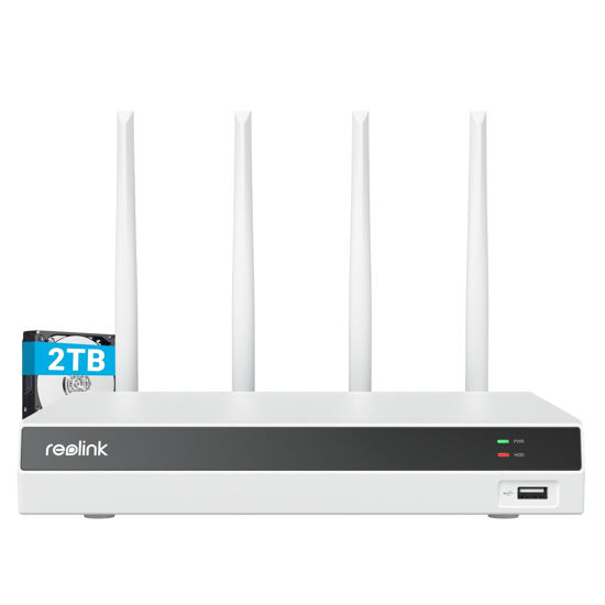 Picture of REOLINK 12-Channel 4K WiFi NVR with WiFi 6 and 2.4/5 GHz WiFi, Built-in 2TB HDD, Support 12MP/8MP/5MP/4MP HD Reolink IP Cameras, 24/7 Recording for Home Security Camera System, Not PoE Ports, RLN12W