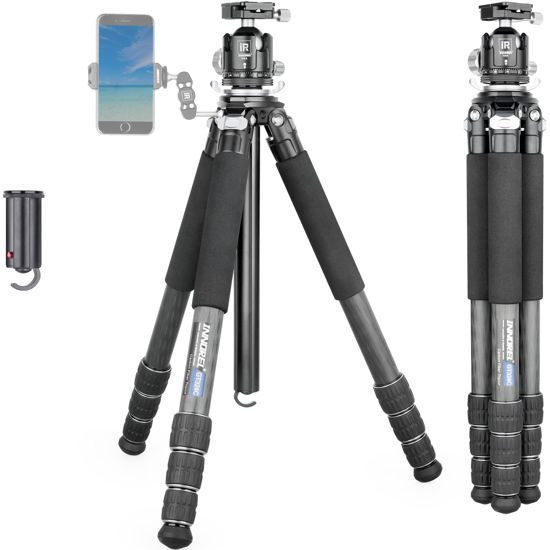 Picture of Carbon Fiber Tripod-INNOREL GT324C Professional Compact Tripod for DSLR Camera Heavy Duty Stand with Low Gravity Center Ball Head Special-Shaped Center Column Max Load 55lbs/25kg