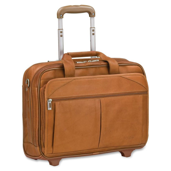 Picture of Solo Walker Leather Rolling Laptop Bag, Tan