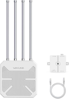 Picture of WAVLINK AX3000 Outdoor WiFi 6 Extender Long Range, WiFi 6 Outdoor Wireless Access Point, Support Active PoE, 4x8dBi Antennas,Outdoor WiFi Solution,IP67,Up to 128 Devices for Farm,Yard,RV,Campsite,Park