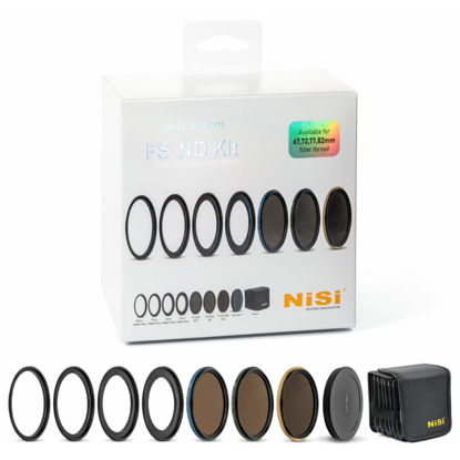 Picture of NiSi 67mm-82mm SWIFT FS ND Filter Kit - ND8 (3 Stop), ND64 (6 Stop) and ND1000 (10 Stop) - 82mm Press-On Neutral Density Filters with 67mm/72mm/77mm/82mm Thread Adapters