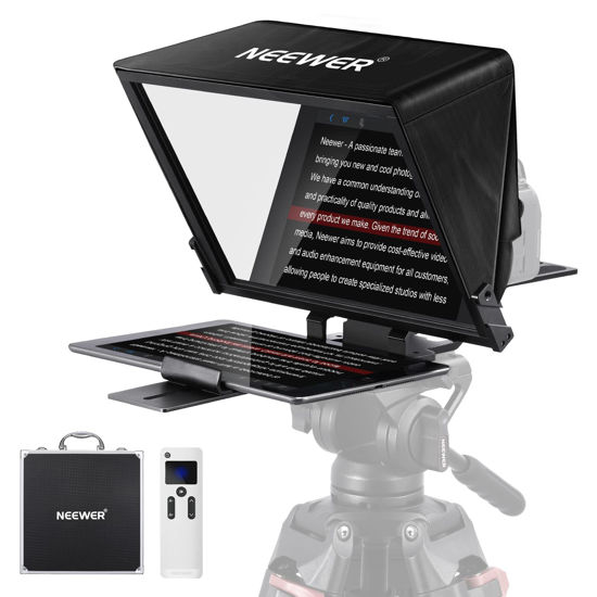 Picture of NEEWER Teleprompter X14 PRO with RT-110 Remote & APP Control (Bluetooth Connection via NEEWER Teleprompter App), 14” Portable No Assembly Compatible with iPad Android Tablet Smartphone Camera