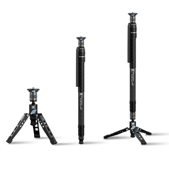 Picture of SIRUI SVM-145 Rapid Monopod with Feet, 57” Professional Carbon Fiber Camera Monopod, One-Step Rapid Height Adjustment, Lightweight Travel Monopod for DSLR Camera, Modular 3 in 1, Max Load 22lbs