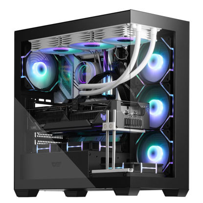 Picture of darkFlash ATX Mid-Tower PC Case, Pre-Install 4 PWM ARGB Fans Computer Case, Full View Dual Tempered Glass Gaming PC Case, Type C Port, Supports up to 360mm Water Cooling Radiator, Black(DS900)