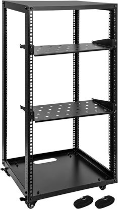 Picture of Eastrexon 20U Server Rack, Open Frame Network Rack w/ 2 Rack Shelves & Swivel Casters, IT Rack w/Top & Bottom Panels, Computer Racks & Cabinets for Stereo/IT/Data Equipment,19.7”L x 18.8”W x 39.5”H