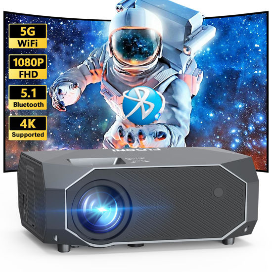 Picture of FUDONI Projector with 5G WiFi and Bluetooth, 15000L Outdoor Movie Projector Native 1080P 4k Supported, Portable Projector, Home Theater Projector for iOS/Android/TV Stick/Laptop/HDMI/USB