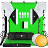 Picture of SH Photography Lighting Kit 4 x 65W 5500K LED Bulbs Green Screen 2.6x3M/8.5FTx10FT Backdrop Stand Softbox Umbrellas 5 in1 Reflector Accessories Continuous Light for Photo Video Studio Equipment