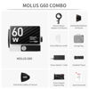 Picture of ZHIYUN Molus G60 Combo, Bi-Color Video Light, 300g Portable 60W COB LED Continuous Output Lighting, CRI≥96, TLCI≥97, Bluetooth App Control with Bowens-Mount Accessories DC/PD Power Supply