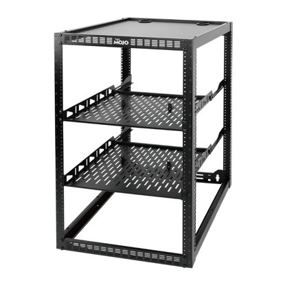 Picture of Tecmojo 20U Open Frame Network Rack for Servers & AV Gear,Server Rack Floor Standing or Wall Mounted,with 2 PCS 1U Rack Shelves & Mounting Hardware,Network Rack for 19" Networking,Servers and Audio